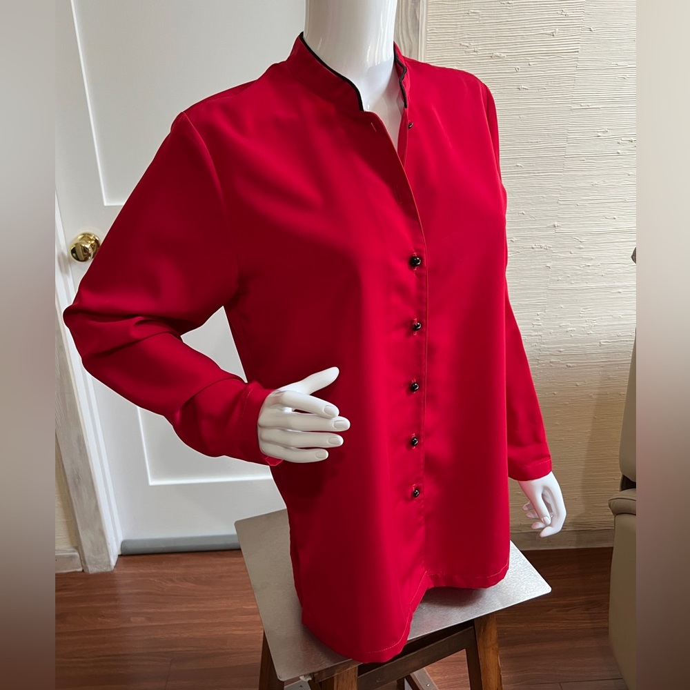 Red Mandarin Collar Blouse  S to M